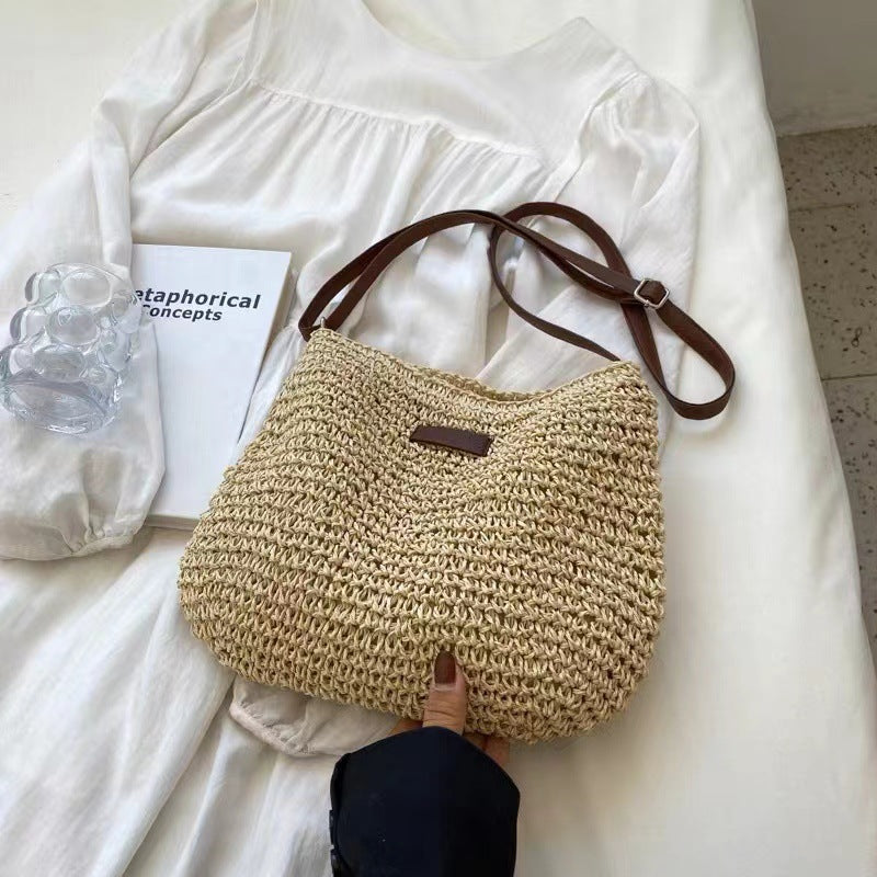 Crossbody Straw Bag Simple Shoulder Straw Bag Woven Bag Vacation Beach Bag All Match Women Bag Bella Mia